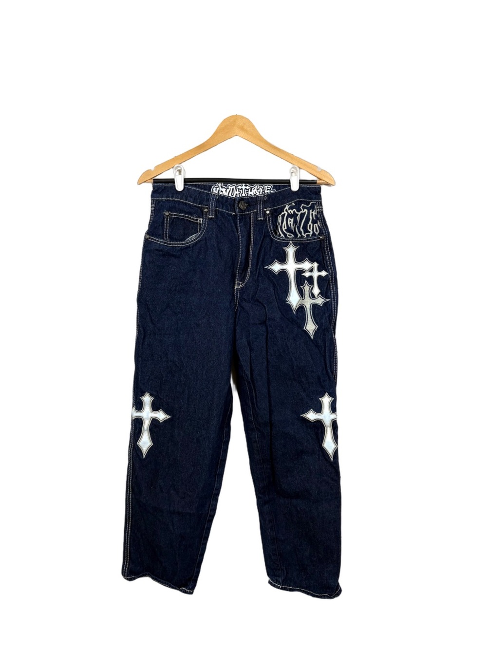 Ninth Hall Ambush Crosses Raw Indigo Baggy Jeans Mens 30 Y2K Goth